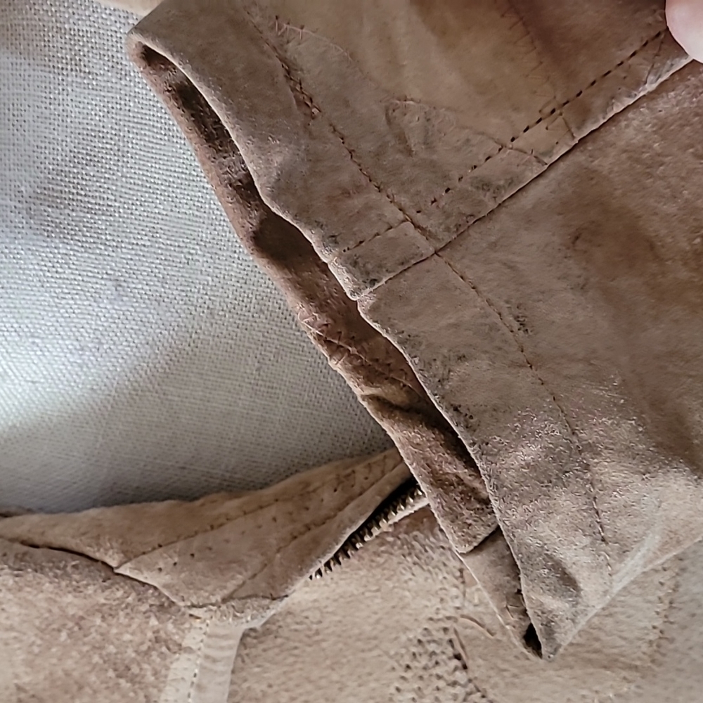 Leather Patchwork Zip Up Jacket. Size Xxl - image 3